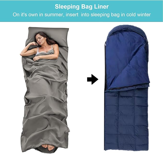 Sleeping Bag Liner,Travel Sheet & Adult Sleep Sack, Camping Sheets Travel Sleep Sack for Backpacking,Hotels & Hostels -Lightweight Single &Double Travel Sheet Camping Sheets