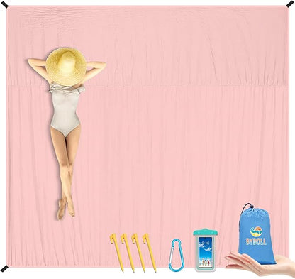 BYDOLL Nylon Beach Blanket Waterproof Sandproof Oversized 7'x7' Suits 1-5 Adults Sand Free Extra Large Blanket Lightweight Soft Picnic Mat for Beach Travel Camping