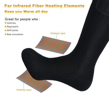 Upgraded Rechargeable Electric Heated Socks,7.4V 2200mAh Battery Powered Cold Weather Heat Socks for Men Women,Outdoor Riding Camping Hiking Motorcycle Skiing Warm Winter Socks