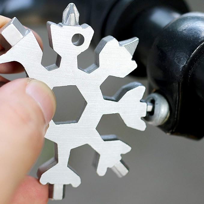 18-in-1 Snowflake Multi-Tool Screwdriver, Stainless Steel 18-1 Multitool Snow Tool,Best Gift for mens (Silver)
