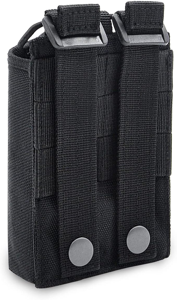 Molle Radio Pouch Holster Tactical Holder Duty Belt Accessories Military Heavy Bag for Two Ways Walkie Talkies Adjustable Storage with 1 Pack Patch