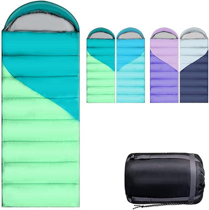 Camping Sleeping Bags for Adults Kids - 3-4 Seasons Warm & Cold Weather Backpacking Hiking XL Size Roomy Camping Gear Equipment for Couples Outdoor Car Family Travelling - Lightweight & Waterproof