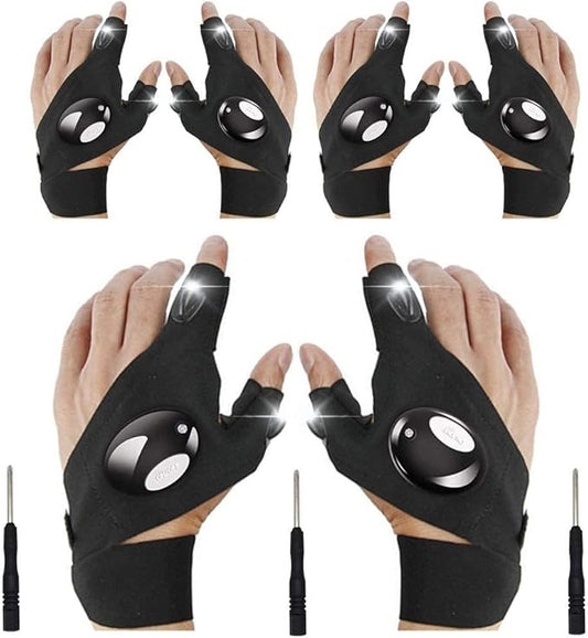 Flashlight Gloves, Fingerless LED Flashlight Gloves, Birthday Gifts for man, Hands Free Flashlights for Working in Darkness Places Fishing, Repair, Camping, Hiking, Running