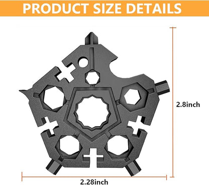 2PCS 23-in-1 Portable Carbon Steel Snowflake Multi Tool with Key Ring,Hand Tool Portable,Bottle Opener,Flat Phillips Screwdriver,Wrench Kit for Adventure Camping Travel Tool (Black-2pcs)