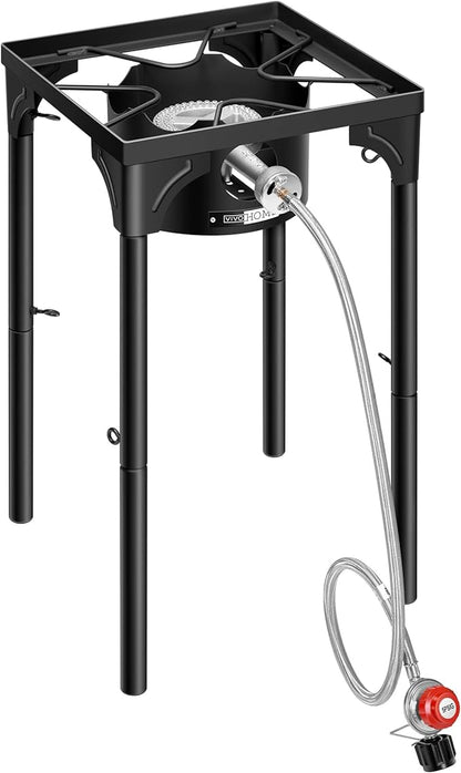 VIVOHOME Single Propane Outdoor Burner 100,000 BTU Camping Stove with Adjustable Legs, Gas Stove for Camp Cookout