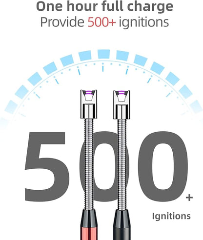 2 Pack Candle Lighter,Arc Lighter with USB Charging,Flameless Windproof,LED Battery Display,Safety Switch,Rotate 360 Degrees,for Aromatherapy,Candles,BBQ,Camping.(Black&Silver)