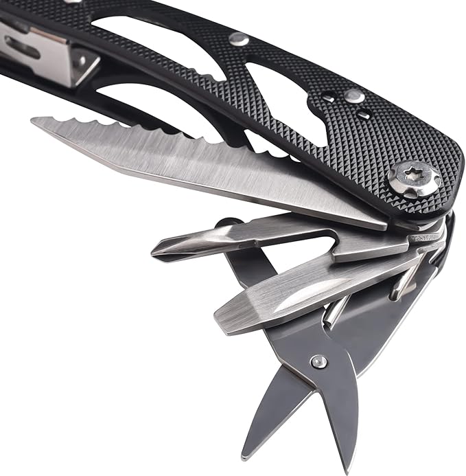 Kaba 12-in-1 Multitool Pliers of Fishing Tools, Professional Stainless Steel Multitool Pliers,Pocket Knife,Bottle Opener,Apply to Survival,Camping, Hunting and Hiking DIY Gifts for Men