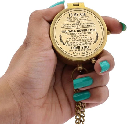 Engraved Compass to Son, Dad to Son Compass, Mom to Son Compass, I Love You Gifts from a Mom/Dad to Son, Son Birthday Gifts, Graduation Day Gifts for Son, Confirmation Gifts for Son