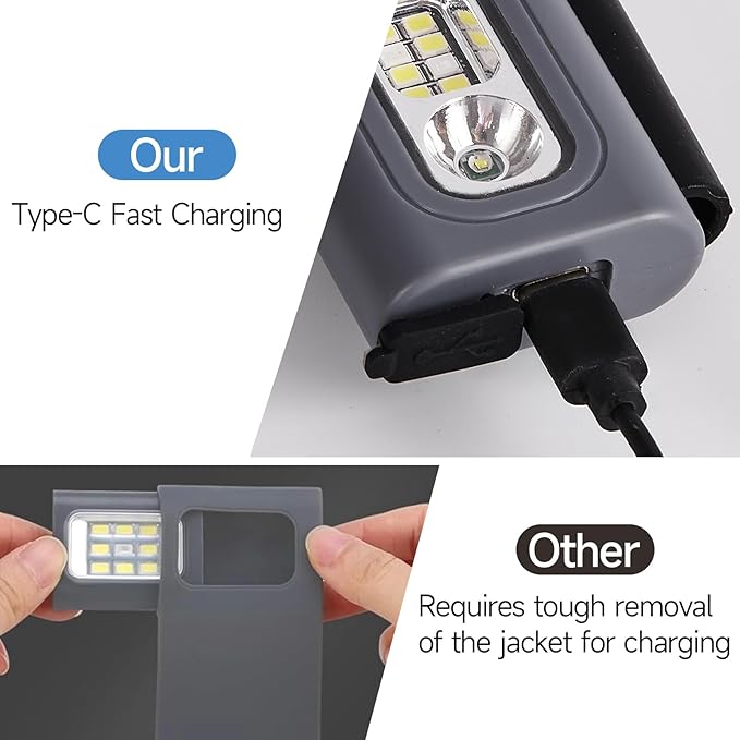 Running Light,USB Rechargeable jogging Light 6 Lighting Modes Strong Magnetic Lights Portable Clip On Running Lights with Runners and Joggers for Hiking,Running,Camping,Outdoor Adventure,1Pack-Grey