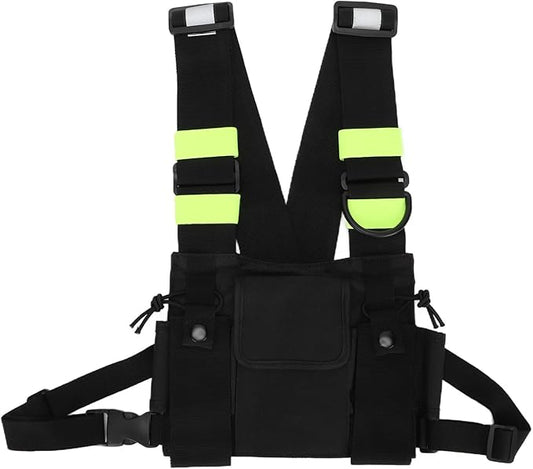 ASHATA Walkie Talkie Chest Bag Two Way Radio Universal Radio Chest Harness Bag Tactical Chest Front Pack Pouch Oxford Cloth for Hiking, Biking, Work, School, Camping