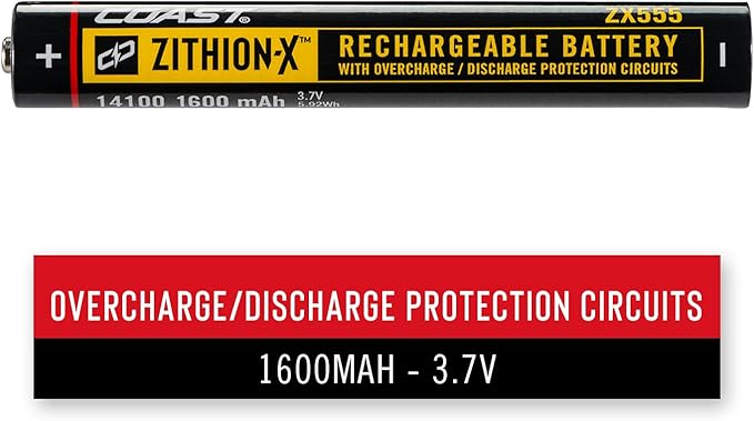 Coast ZX555 ZITHION-X Li-Ion Rechargeable Battery for The G24, G25, G26, G32, and G34 LED Flashlights, Black