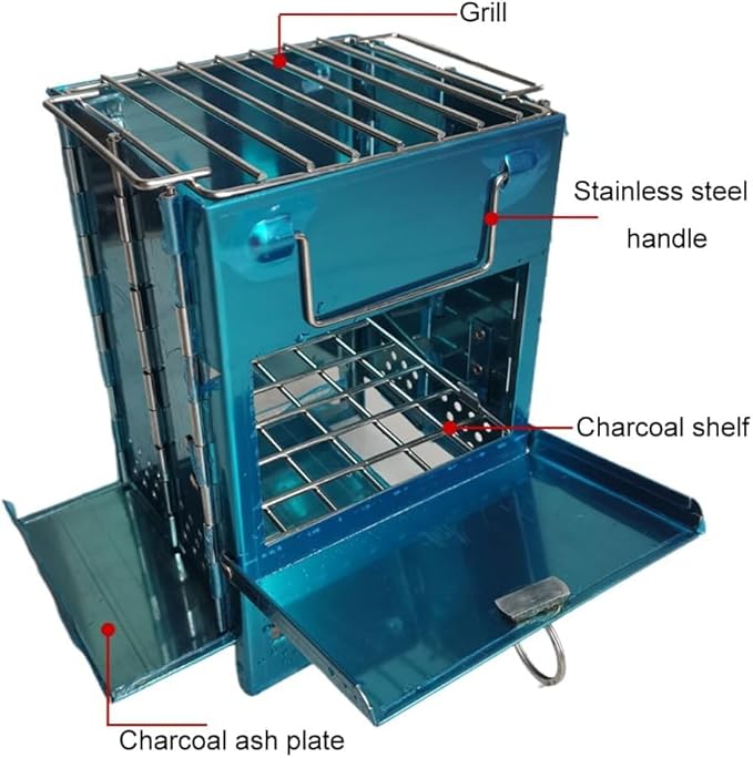 Wood Burning Camp Stove Camping Stove Folding Camp Stove Mini Camp Stove Folding Stove Wood Burning Rocket Portable Backpacking Stainless Steel Light Folding Stove for Outdoor Hiking BBQ