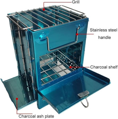 Wood Burning Camp Stove Camping Stove Folding Camp Stove Mini Camp Stove Folding Stove Wood Burning Rocket Portable Backpacking Stainless Steel Light Folding Stove for Outdoor Hiking BBQ