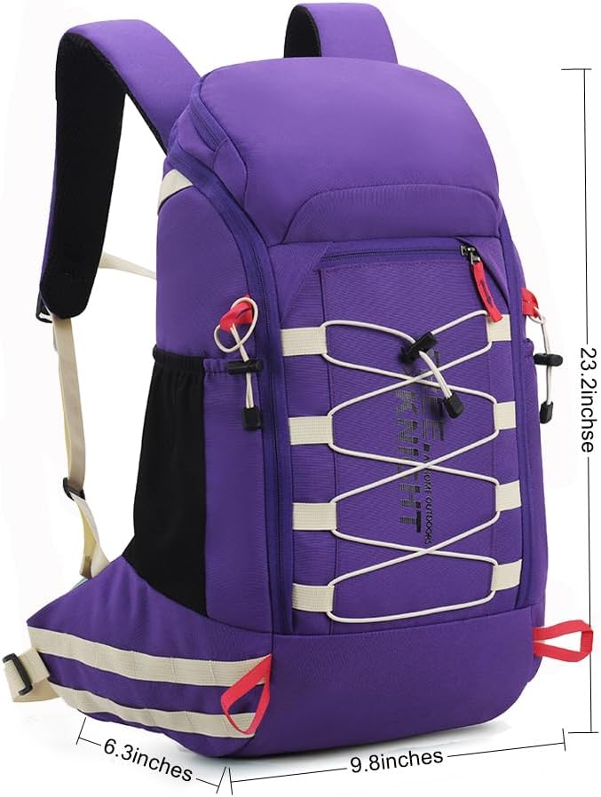 Bseash 40L Waterproof Hiking Camping Backpack with Rain Cover, Outdoor Sport Travel Daypack Rucksack for Skiing Cycling (Purple)