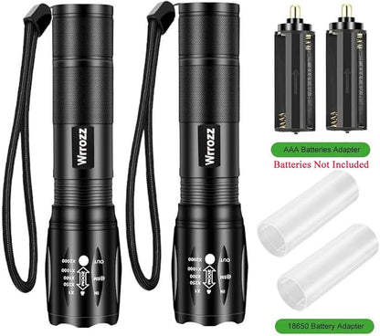 LED Flashlights 2 Pack- Mini Camping Flashlights Torch with High Lumens, 5 Modes, Zoomable Beam - Powerful, Bright, Tactical Flash Light for Emergency, Outdoor and Home Use