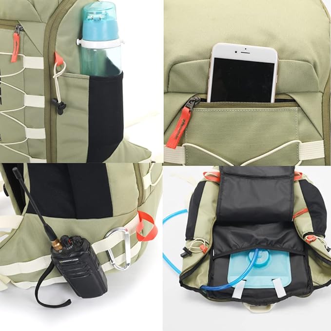 Bseash 40L Waterproof Hiking Camping Backpack with Rain Cover, Outdoor Sport Travel Daypack Rucksack for Skiing Cycling (Milk Green)