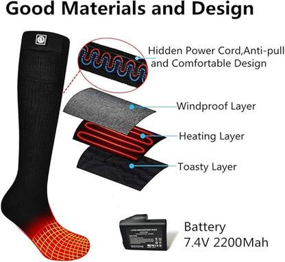 Savior Heated Socks,Rechargeable Electric Heated Socks for Men Women,Winter Foot Warmers,Suitable for Outdoor Work,Skiing,Skating,Cycling,Camping,Fishing,Hunting,etc.