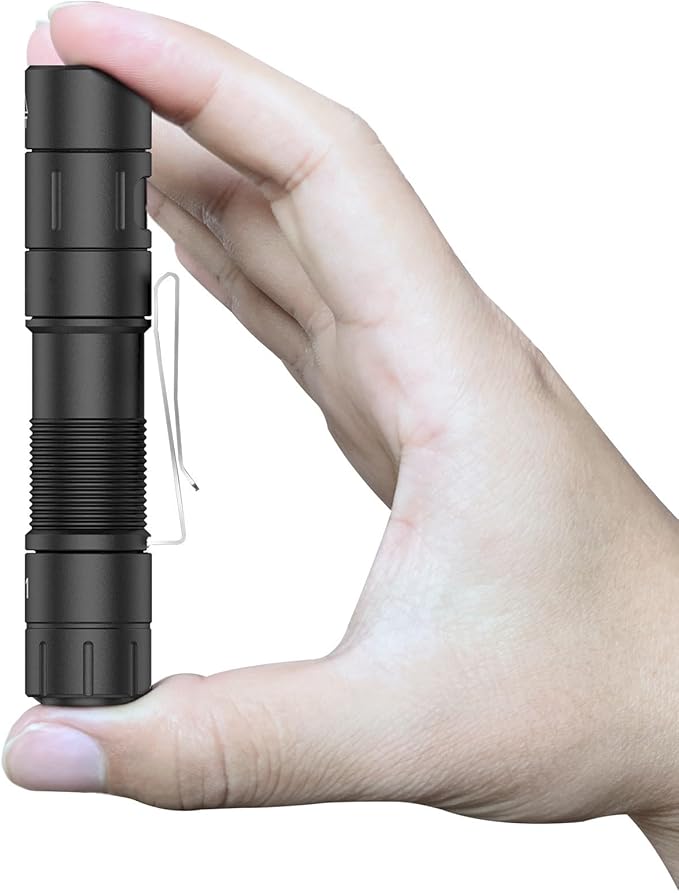 FZH S21 Rechargeable LED Flashlight 880 Lumen Mini EDC Tail Switch Flashlight (Powered by USB Rechargeable Battery), Slim Pocket Flash Light with On/Off Locking Mode for Camping, Outdoor, Emergency