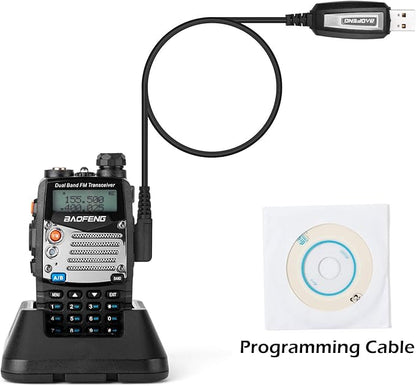 BaoFeng UV-5R Pro Ham Radio with 2 Rechargeable Battery, Dual-Band 2-Way Radio Handheld Walkie Talkies with Earpiece and Programming Cable (2 Pack)