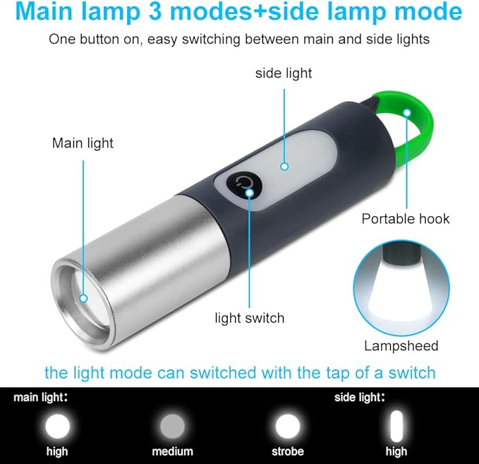 Ainiv Rechargeable LED Flashlight and Camping Lantern Combo, High Lumens 4 Modes Tactical Flashlight, Small LED Flashlight Zoomable, Handy Light with Lamp Shade for Camping, Outdoors
