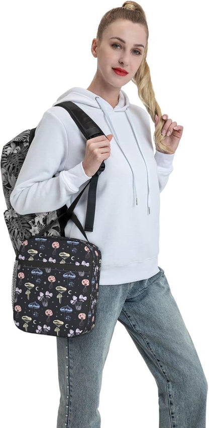 Space Mushrooms Lunch Box Reusable Insulated Lunch Bag Thermal Cooler Tote For Boys Girls Teen School Men Women Picnic Travel Hiking