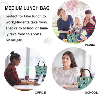 E-Clover Lunch Box for Women Insulated Lunch Bag Reusable Lunchbox Cooler Bags for Office Work Beach Travel Avocado Gifts