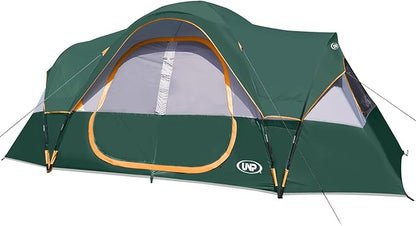 UNP Camping Tent 10-Person-Family Tents, Parties, Music Festival Tent, Big, Easy Up, 5 Large Mesh Windows, Double Layer, 2 Room, Waterproof, Weather Resistant, 18ft x 9ft x78in