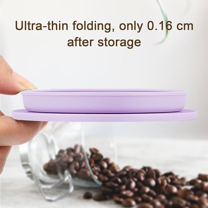 Collapsible Paperless Pour Over Coffee Maker with Stainless Steel Mesh Filter, Silicone Camping Coffee Maker Pour Over for 1~2 Cup, Reusable Collapsible Travel Pour Over Coffee Dripper (Purple)