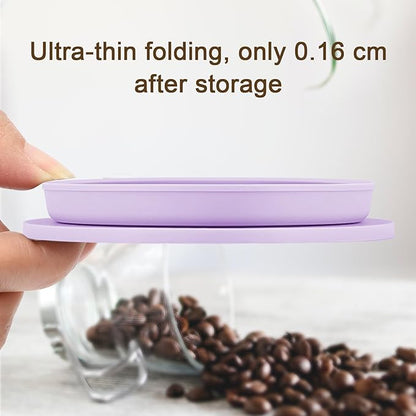 Collapsible Paperless Pour Over Coffee Maker with Stainless Steel Mesh Filter, Silicone Camping Coffee Maker Pour Over for 1~2 Cup, Reusable Collapsible Travel Pour Over Coffee Dripper (Purple)
