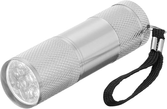 PATIKIL 9 LED Mini Flashlights, Aluminum Pocket Flashlight Torch with Lanyard for Camping, Hiking, Outdoor Emergencies, Silver Tone