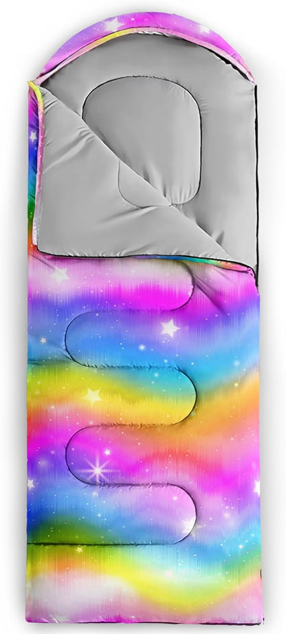 BSNTHO Rainbow Camping Sleeping Bags,3 Season Warm & Cool Weather,Lightweight,Waterproof Sleeping Bags for Adults & Kids,Traveling,and Outdoors,Camping Gear Equipment,31x90inch