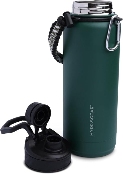 Zenith Chugger Stainless Steel Bottle with Carabiner, Compass, Signal Whistle, and Fire Starter - 40 Oz - Rosemary Powder Coat
