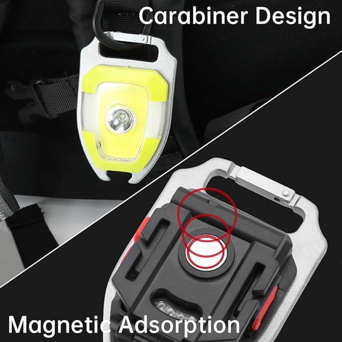 LED Small Flashlight, Snap-on Key Chain Light, COB Multi-Function Mini Work Light, 600 Lumens Rechargeable, 7 Lighting Modes with Fire Starter, Seat Belt Cutter, Screwdriver, Whistle, Yellow