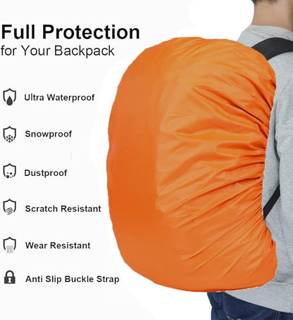 Waterproof Backpack Rain Cover with Anti Slip Buckle Strap for Camping, Hiking, Traveling, Hunting, Biking, 15-80L