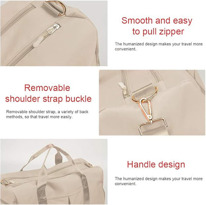 Blackwheel Sports Gym Bag With Shoe Bag Wet Bag Duffle Bag Waterproof Travel Bag for Women Cute Gym Bag Beige 29L