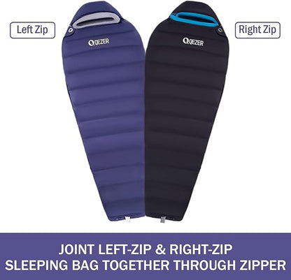 Down Sleeping Bag for Adults 0°F 10°F 15°F 20°F Backpacking Sleeping Bag for Cold Weather with Compression Sack