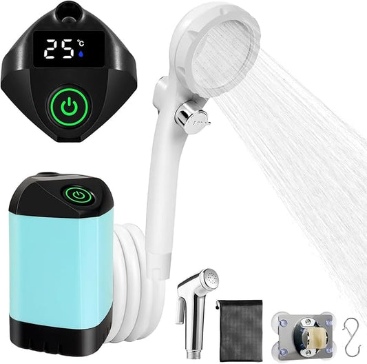 Portable Shower Camping Shower Outdoor Camp Shower Pump, Electric Rechargeable Portable Camping Shower, Powered by Rechargeable Battery for Camping, Hiking, Traveling
