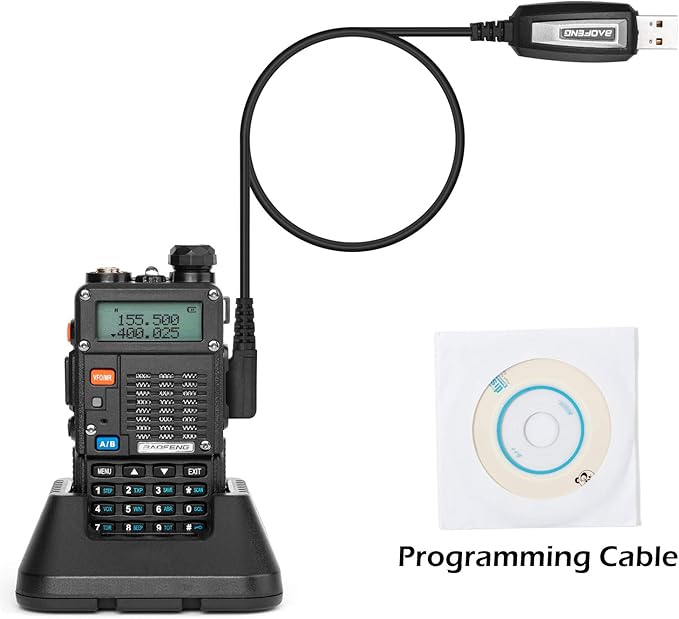 BaoFeng UV-5R 8-Watt (3rd Gen) Handheld Ham Radio with 2 Rechargeable Battery, Dual-Band 2-Way Radio Handheld Walkie Talkies Complete Set with Earpiece and Programming Cable (Pack 1)