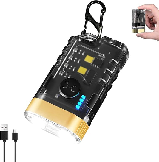 LOVME Keychain Flashlight,EDC Flashlight Bright 800 LM, Small Powerful Flashlight with 365nm UV Mini Flashlight with Clip, for Hiking and Camping