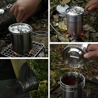 2Pcs Camping Cup Cups and Mugs Stainless Steel Camp Cup Mug Pot big cup 980 ml small cup 700 ml