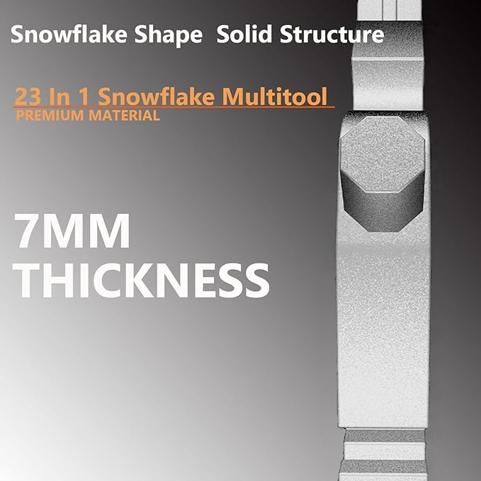2PCS 23-in-1 Portable Carbon Steel Snowflake Multi Tool with Key Ring,Hand Tool Portable,Bottle Opener,Flat Phillips Screwdriver,Wrench Kit for Adventure Camping Travel Tool (Silver-2pcs)