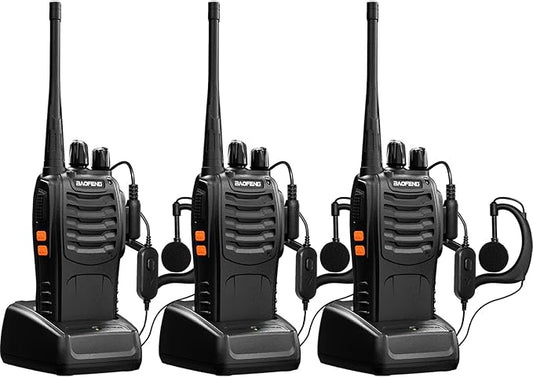 Baofeng Walkie Talkies bf-888s Long Range Two-Way Radios for Adults Rechargeable Handheld Interphone Professional UHF Communicator 3 Pack Walky Talky Set with Earpiece,Li-ion Battery and Charger