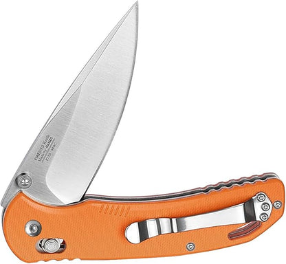 Firebird GANZO F753M1 Pocket Folding Knife G-10 Anti-Slip Handle with Clip 440C Stainless Steel Blade Camping Fishing Outdoor Folder EDC Knife (Orange)
