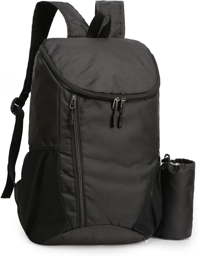 Hiking Backpack, Waterproof and Wear-resistant Lightweight Backpack Packable,Outdoor Travel Camping Daypack Foldable-BLACK