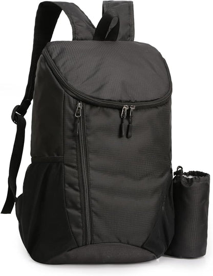 Hiking Backpack, Waterproof and Wear-resistant Lightweight Backpack Packable,Outdoor Travel Camping Daypack Foldable-BLACK