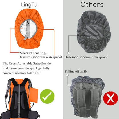 20-80L Waterproof Backpack Rain Cover with Storage Pouch and Adjustable Buckle Strap for Traveling Outdoor Hiking Camping