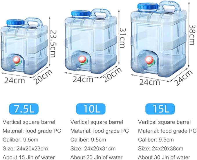 Water Storage Containers, Camping Water Container, Portable Water Tank with Faucet Camping Bucket with Tap Water Jug with Spigot BPA Free Emergency Water Storage for Outdoor Camping Hiking