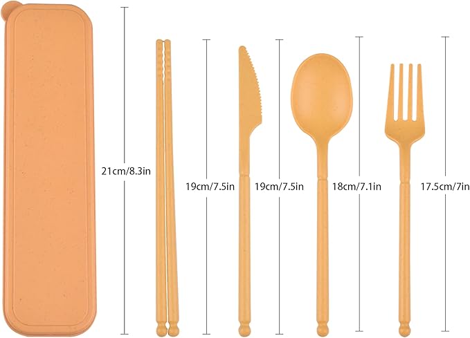 Travel Utensils with Case, Camping Utensil Set Rrusable Utensils Set with Case, Plastic Cutlery Set Forks Spoon Tableware, Portable Camping Cutlery Set for Travel Picnic Camping or Daily Use