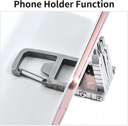 12 in 1 Multitool Slot Hex Star Screwdriver Bit Box Bottle Opener Card Remover Stainless Steel Folding Multi Tool, Portable Keychain Attachment, Home and Outdoor Use