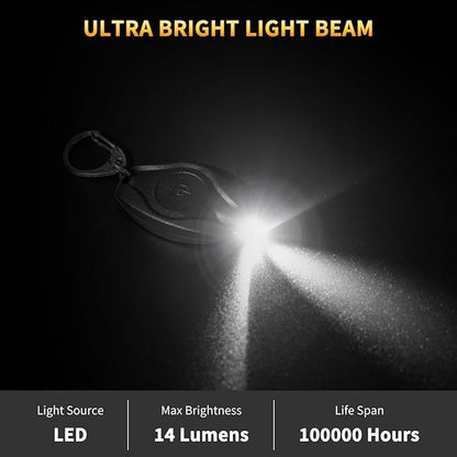 RISEMART 10 Pack Keychain Flashlight, 14 Lumens Bright LED Keychain Light 2 Modes, Portable Mini Key Ring light for Ourdoor Camping Emergency Hiking